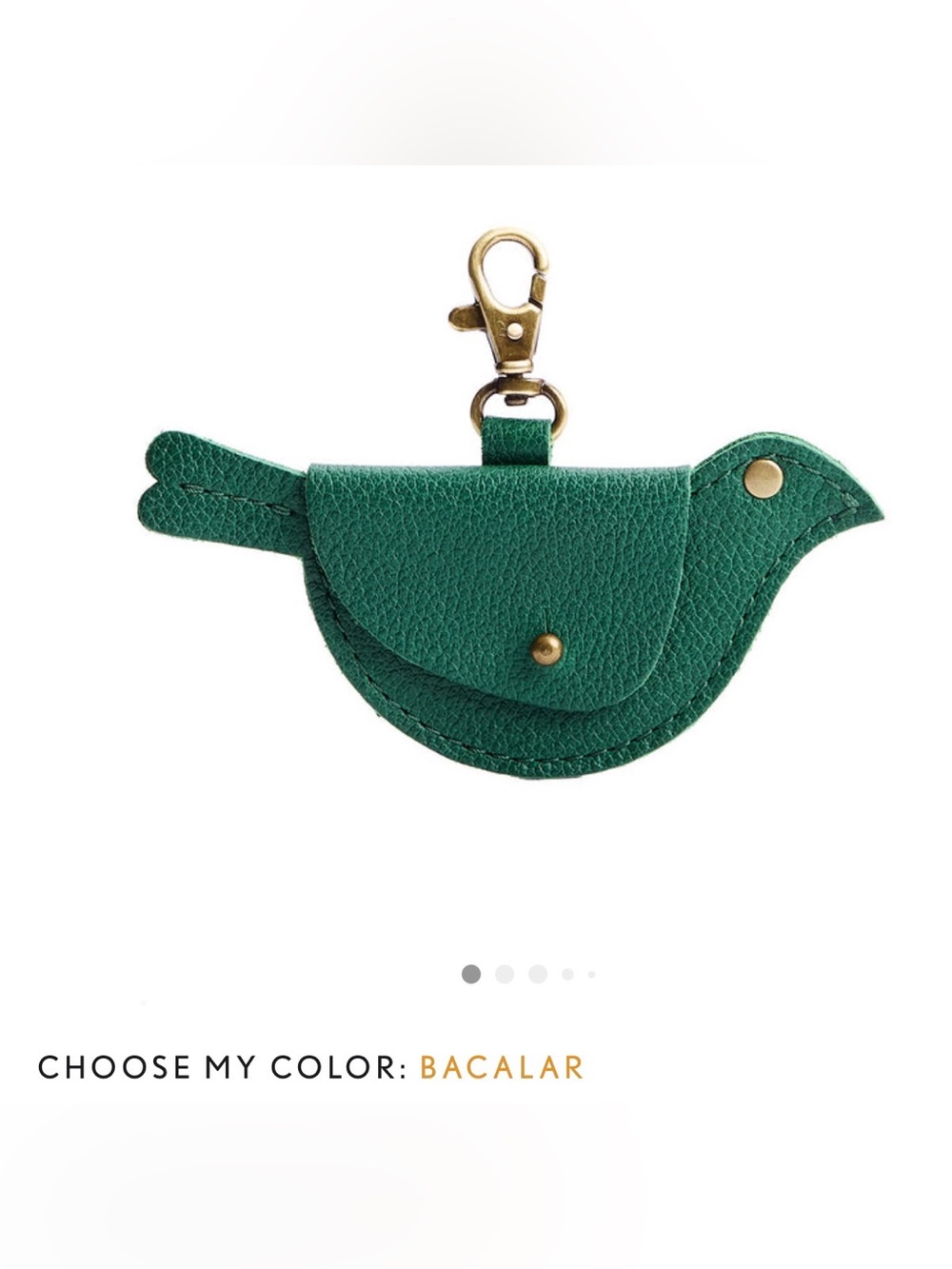 Portland Leather Bacalar Green Mockingbird Bird Coin Pouch Keychain NWT